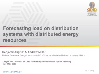 systems with distributed energy  resources Benjamin Sigrin 1 &amp; Andrew Mills 2 National
