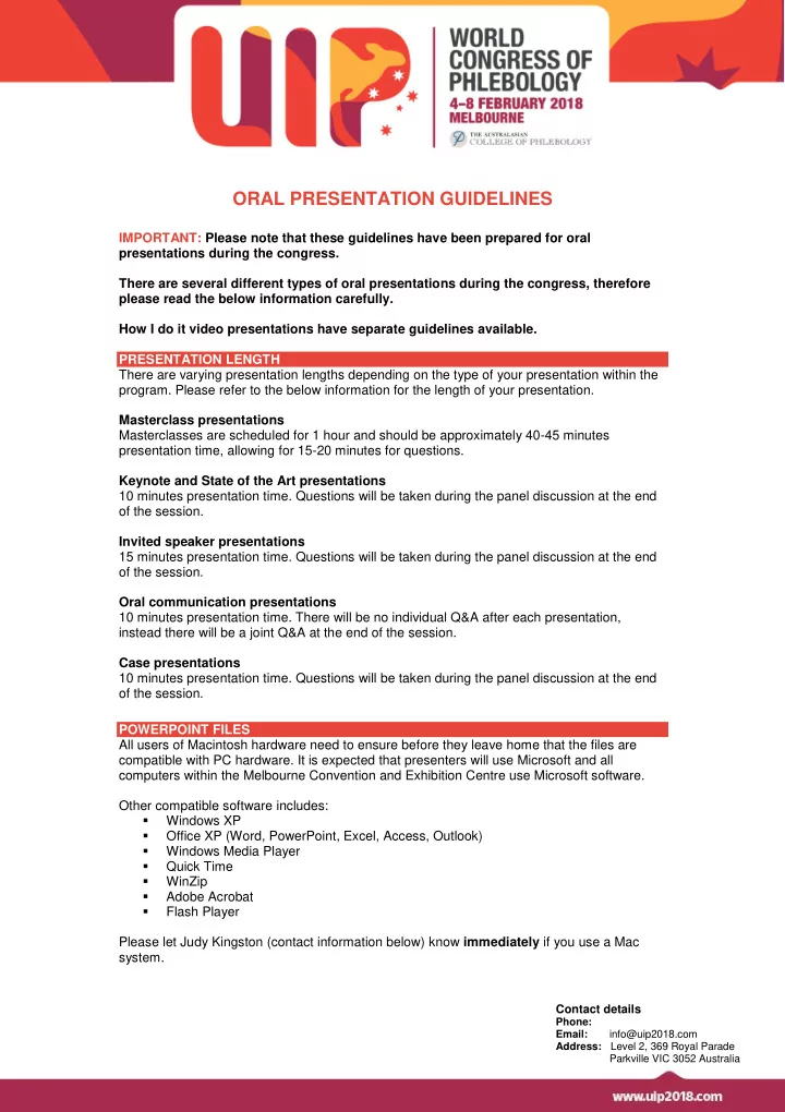 oral presentation guidelines