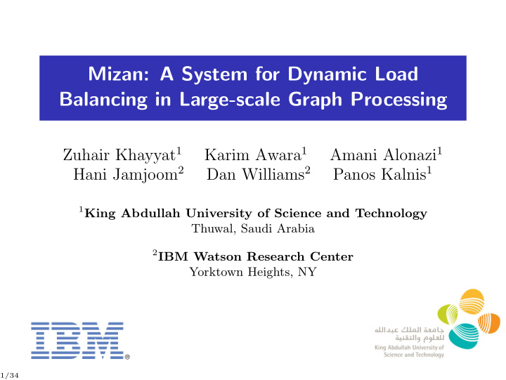 mizan a system for dynamic load balancing in large scale