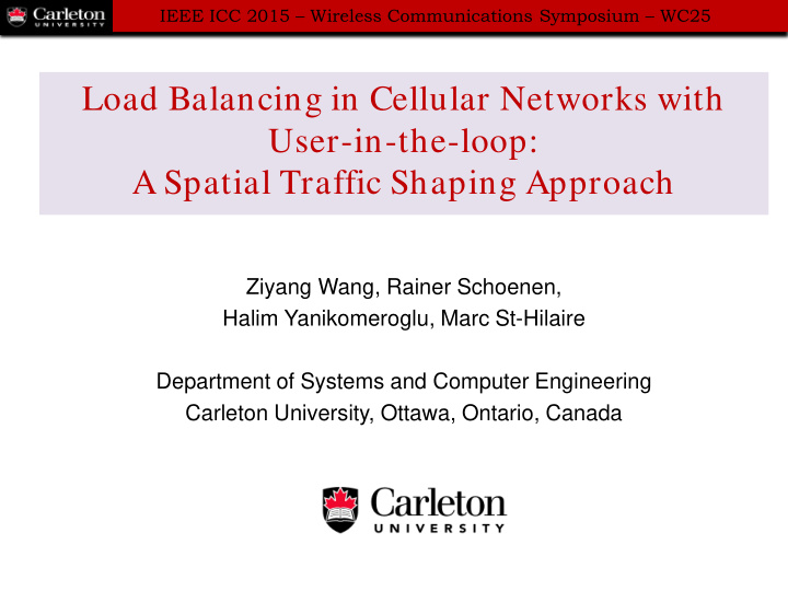 load balancing in cellular networks with user in the loop