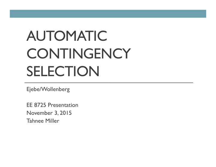 automatic contingency selection