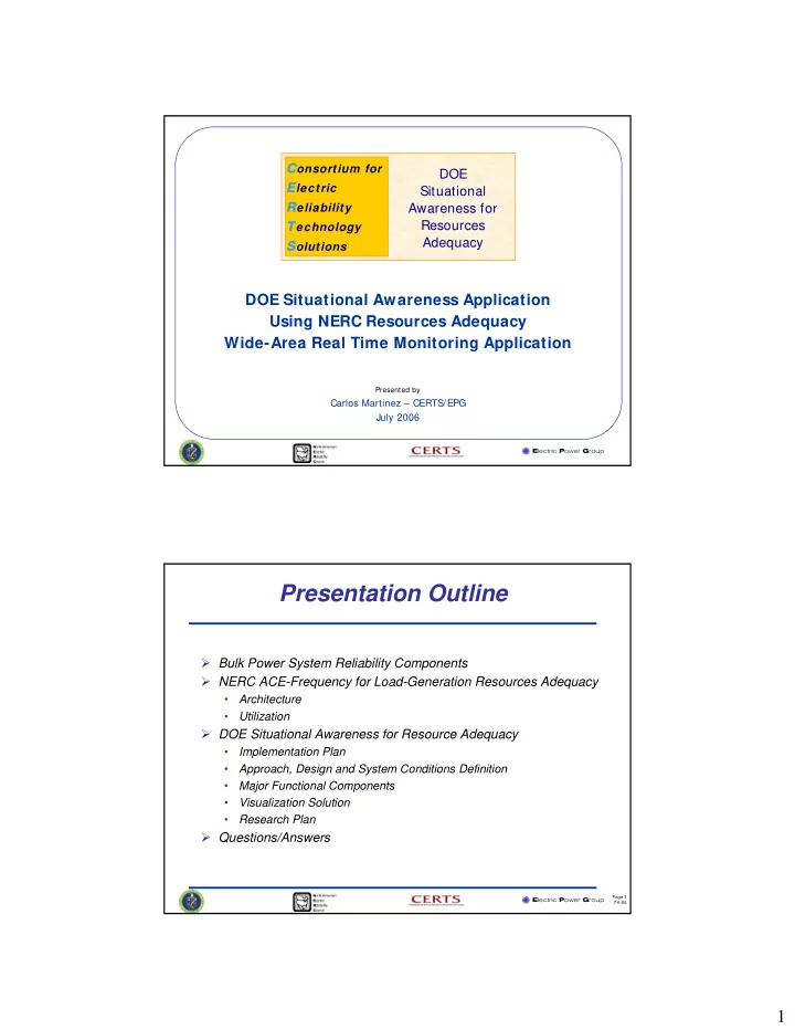 presentation outline