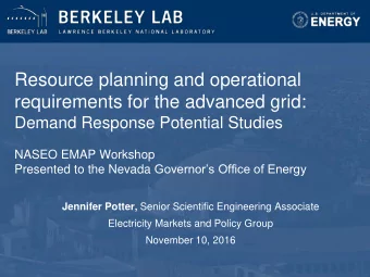 Resource planning and operational  requirements for the advanced grid:  Demand Response Potential