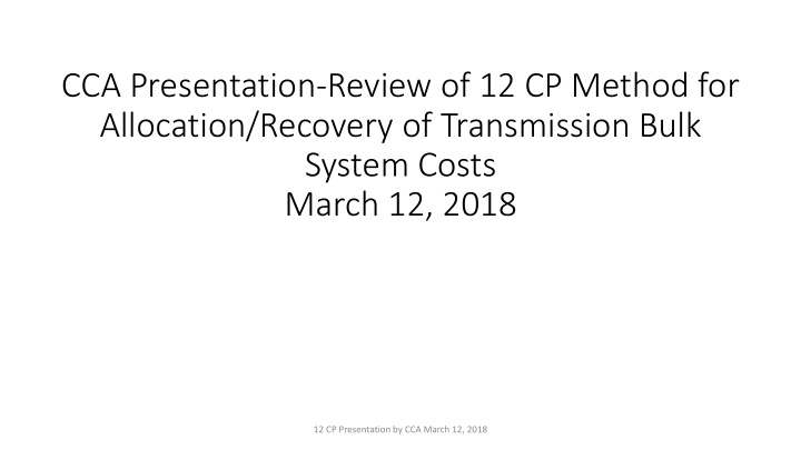 cca presentation review of 12 cp method for allocation