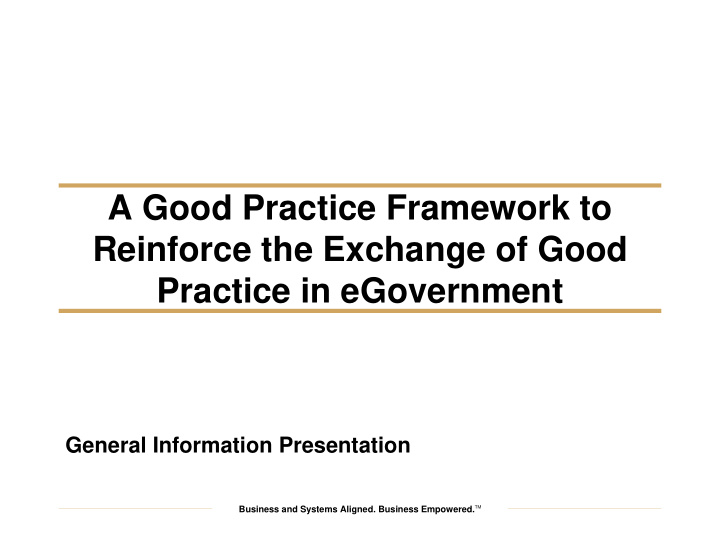 a good practice framework to reinforce the exchange of