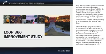 LOOP 360  IMPROVEMENT STUDY  November 2016  Loop 360 Improvement Study Process  This is not the