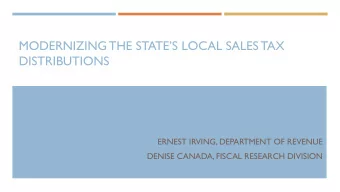 MODERNIZING THE STATES LOCAL SALES TAX  DISTRIBUTIONS  ERNEST IRVING, DEPARTMENT OF REVENUE