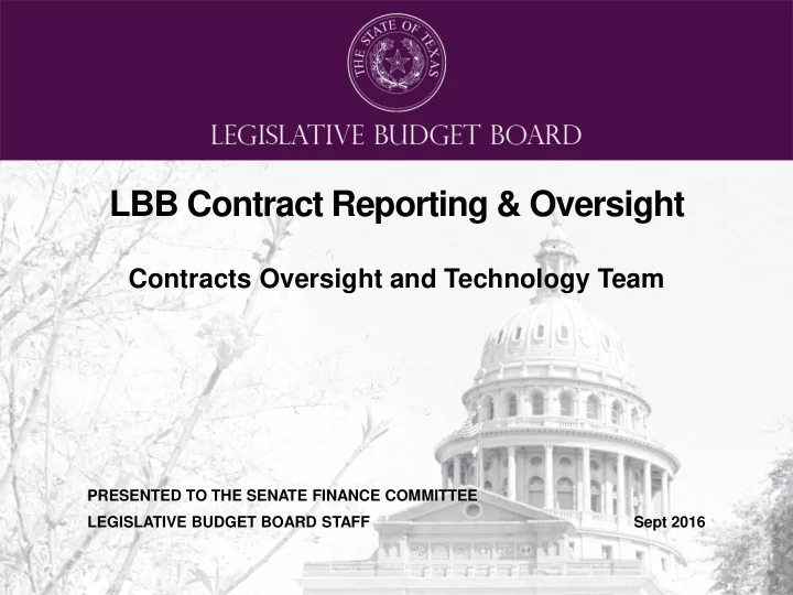 lbb contract reporting oversight