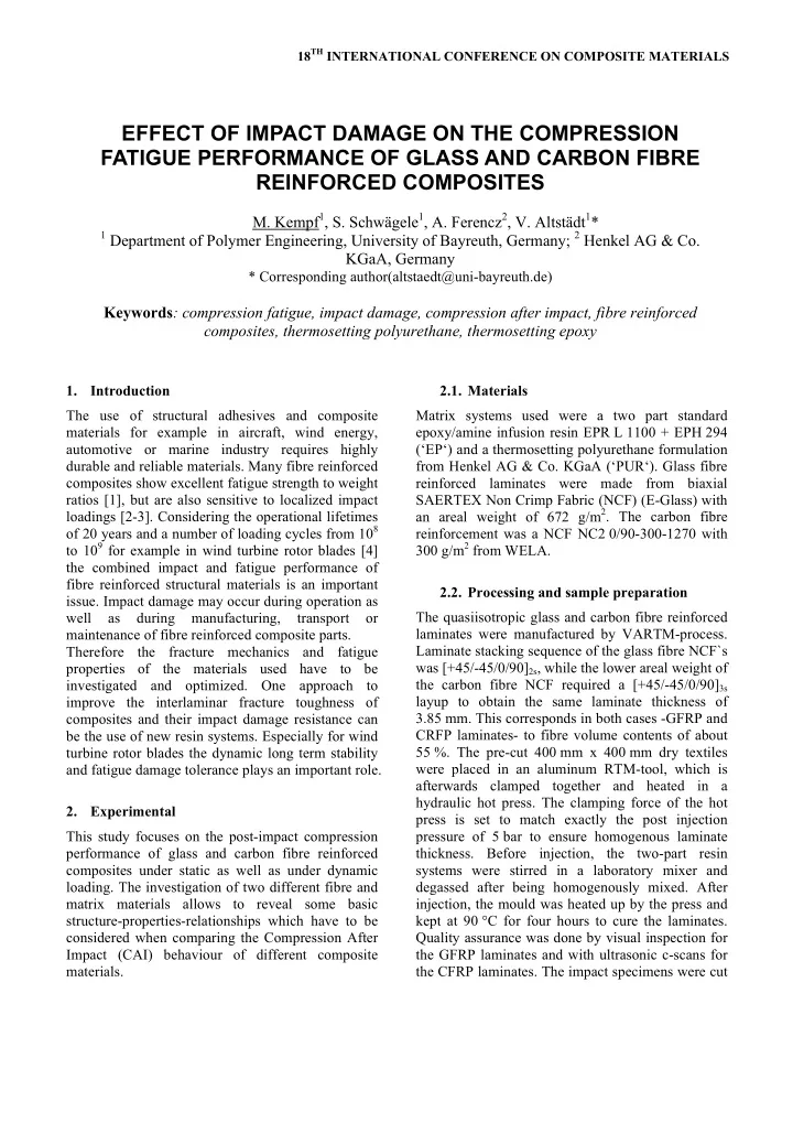 effect of impact damage on the compression fatigue