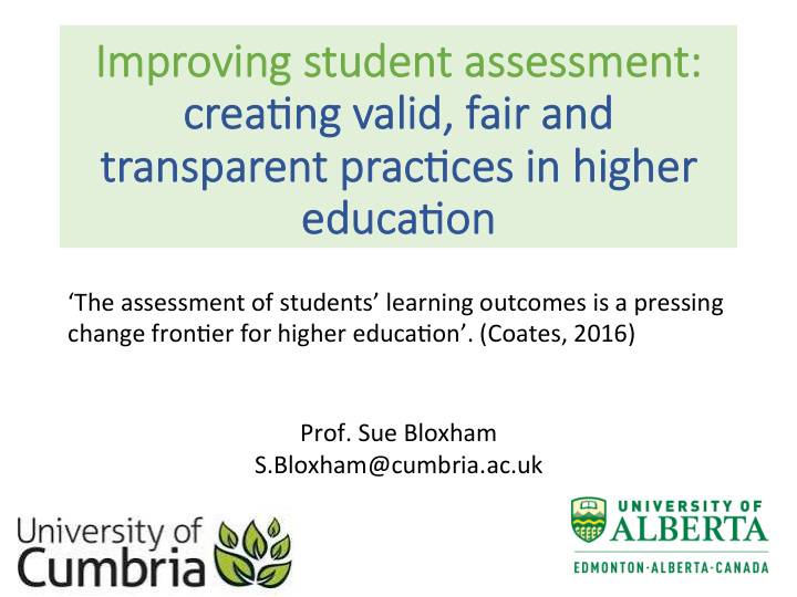 imp mproving student assessme ment cr crea ea3ng v valid