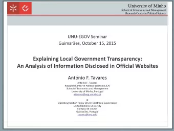 Explaining Local Government Transparency:  An Analysis of Information Disclosed in Official