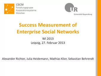Enterprise Social Networks  WI 2013  Leipzig, 27. Februar 2013  Alexander Richter, Julia Heidemann,