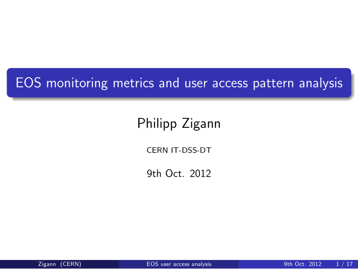 eos monitoring metrics and user access pattern analysis