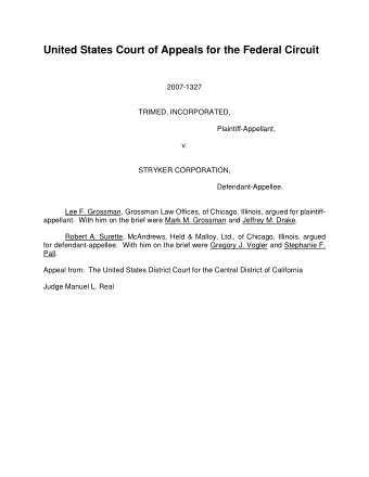 United States Court of Appeals for the Federal Circuit  2007-1327  TRIMED, INCORPORATED,