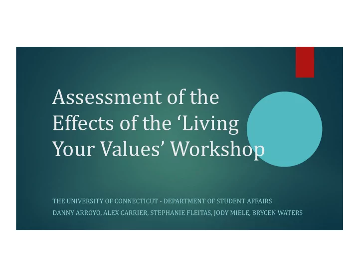 assessment of the effects of the living your values