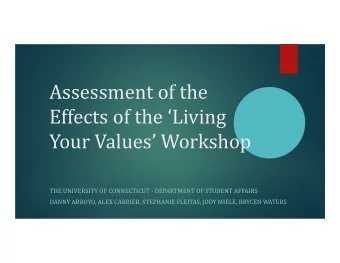 Assessment of the  Effects of the Living  Your Values Workshop  THE UNIVERSITY OF CONNECTICUT