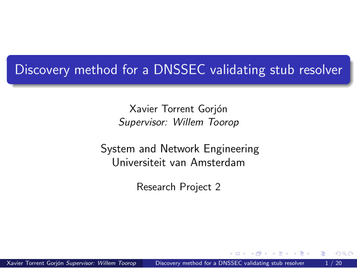 discovery method for a dnssec validating stub resolver