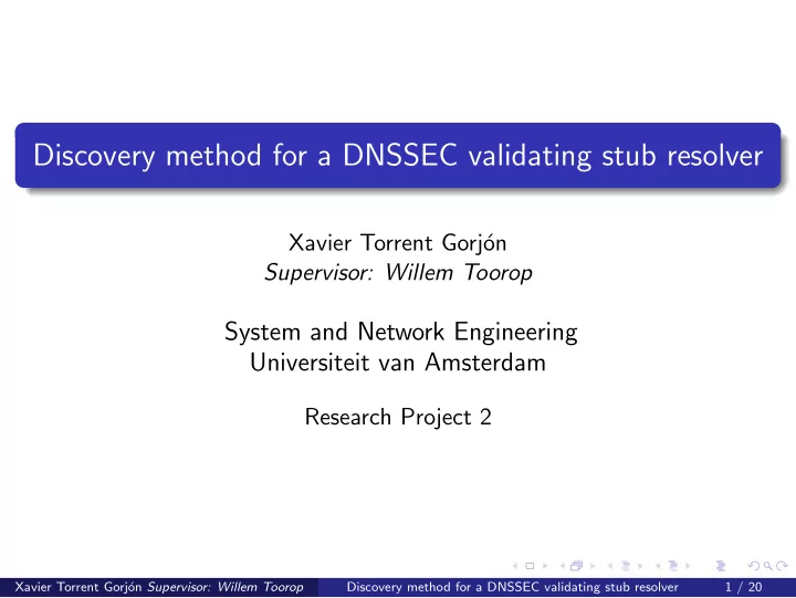 discovery method for a dnssec validating stub resolver