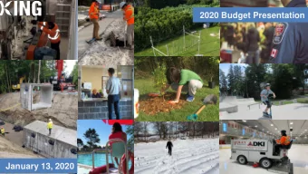 2020 Budget Presentation  January 13, 2020  1  Overview  I.  Context  I.  Integrated Community