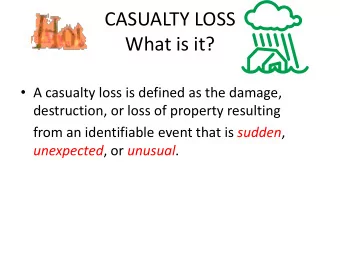 What is it?  A casualty loss is defined as the damage,  destruction, or loss of property