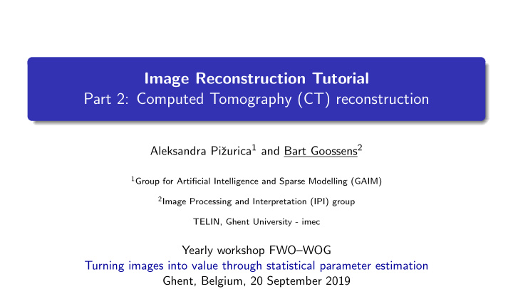 image reconstruction tutorial part 2 computed tomography