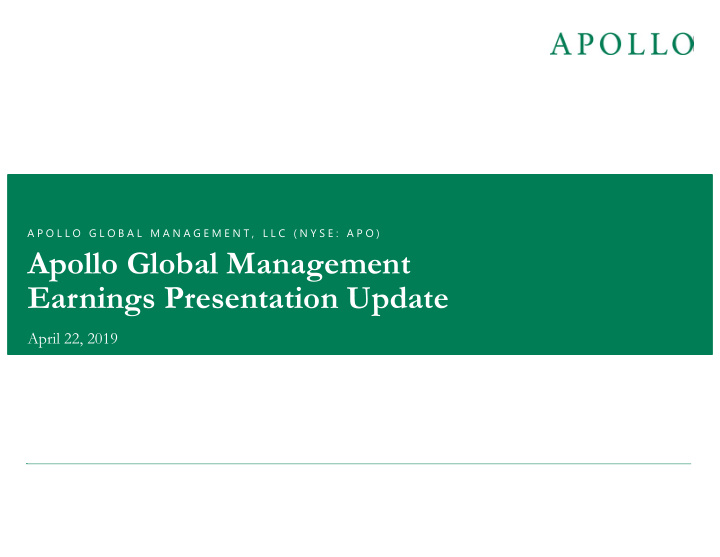 apollo global management earnings presentation update