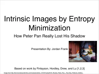 Intrinsic Images by Entropy  Minimization  How Peter Pan Really Lost His Shadow  Presentation By: