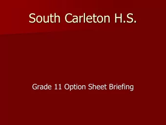 South Carleton H.S.  Grade 11 Option Sheet Briefing  What do you need to think about  when choosing