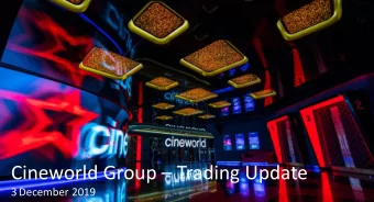 Cineworld Group  Trading Update  3 December 2019  0  Trading Update Constant Currency (2) ($)