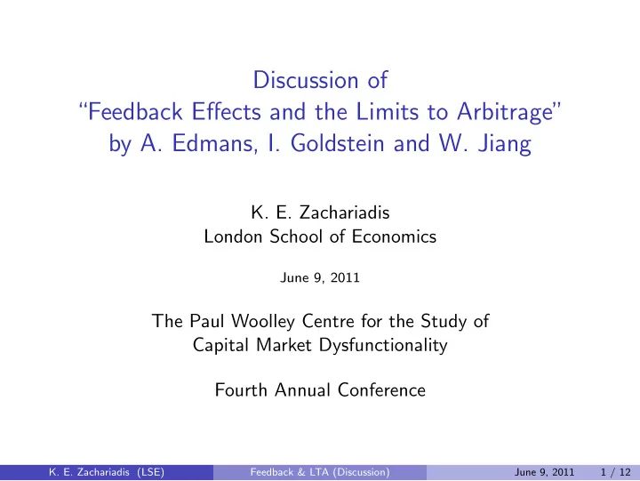 discussion of feedback effects and the limits to