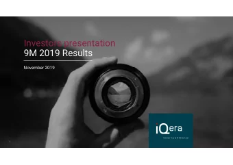 Investors presentation  9M 2019 Results  November 2019  1  Key Highlights of 9M 2019 results