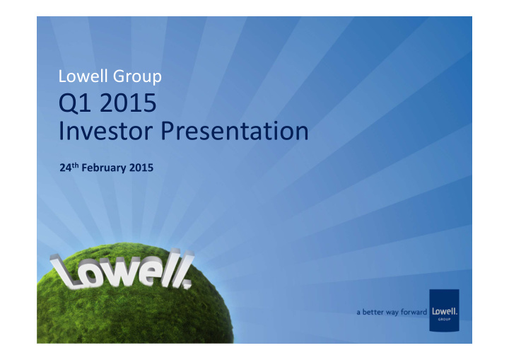 q1 2015 investor presentation