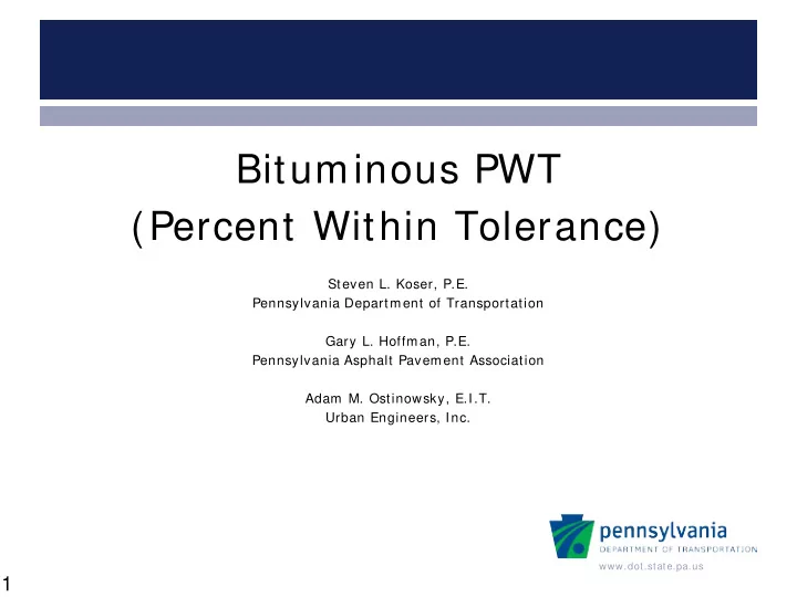 bituminous pwt percent within tolerance