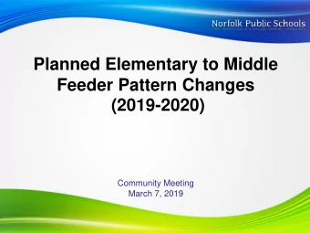Planned Elementary to Middle  Feeder Pattern Changes  (2019-2020)  Community Meeting  March 7, 2019