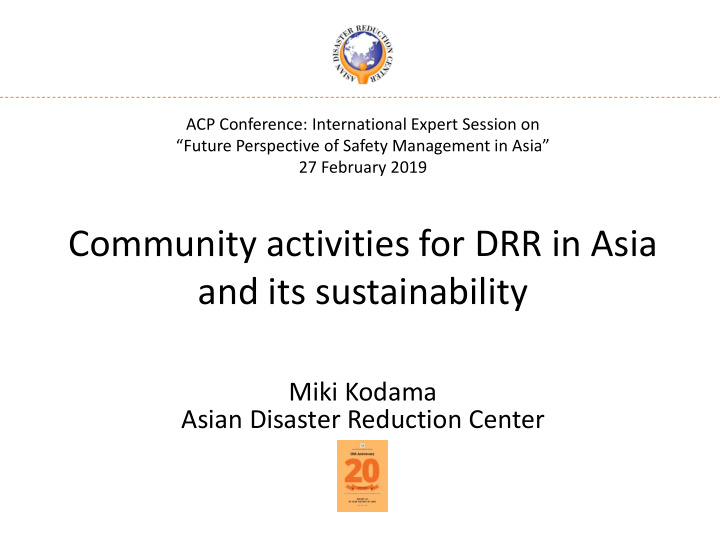 community activities for drr in asia and its