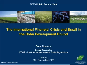 the Doha Development Round  Saulo Nogueira  Senior Researcher ICONE  Institute for International