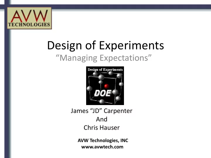 design of experiments