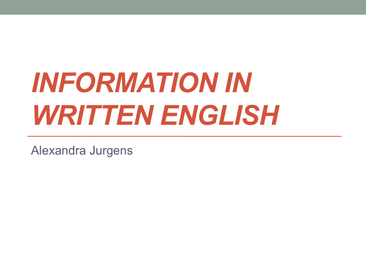 information in written english