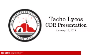 Tacho Lycos  CDR Presentation  January 16, 2018  Overview  Vehicle Design  Dimensions