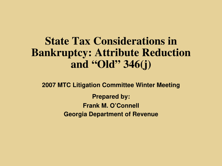 state tax considerations in bankruptcy attribute