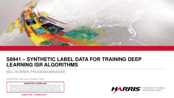 S8941  SYNTHETIC LABEL DATA FOR TRAINING DEEP  LEARNING ISR ALGORITHMS  WILL RORRER, PROGRAM