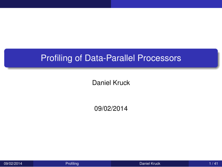 profiling of data parallel processors
