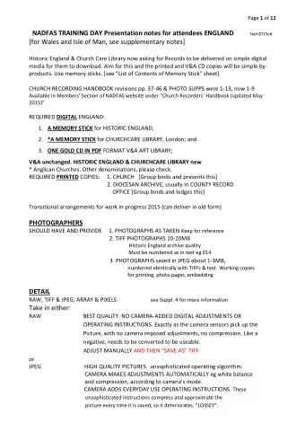 NADFAS TRAINING DAY Presentation notes for attendees ENGLAND Sept2015ed  [for Wales and Isle of