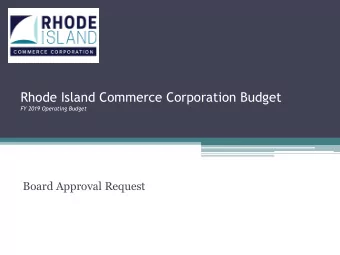Rhode Island Commerce Corporation Budget  FY 2019 Operating Budget  Board Approval Request