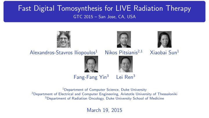 fast digital tomosynthesis for live radiation therapy