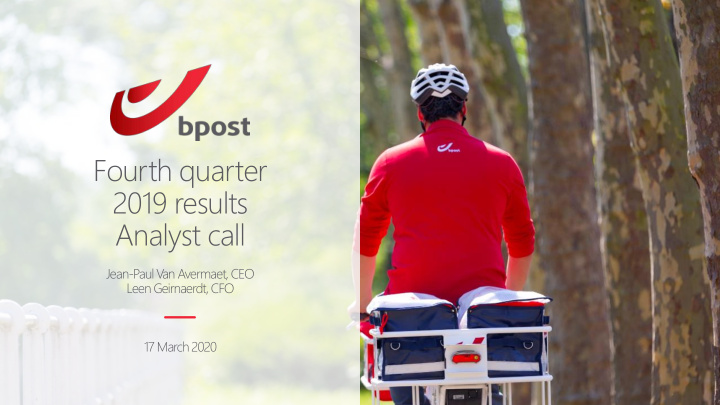 fourth quarter 2019 results analyst call