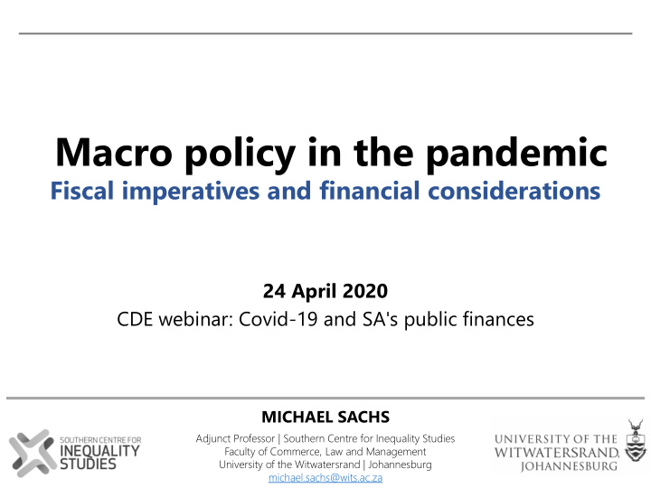 macro policy in the pandemic