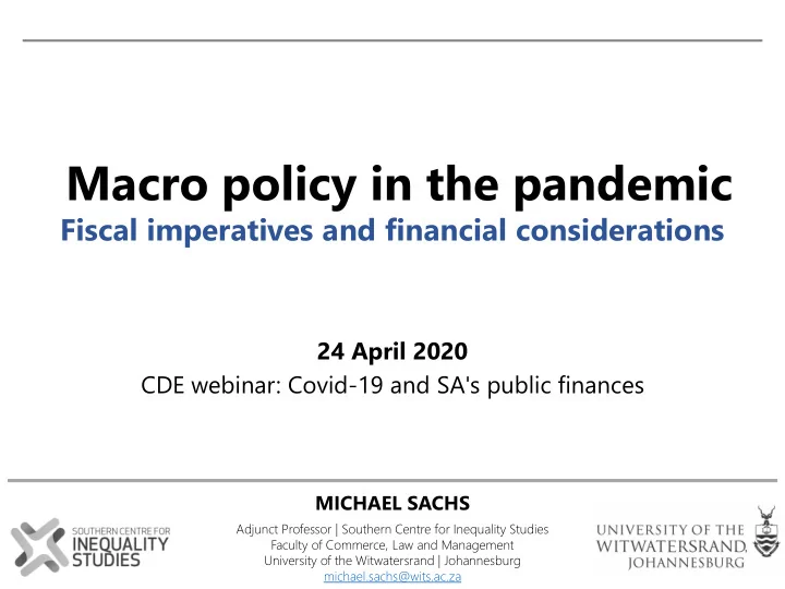 macro policy in the pandemic