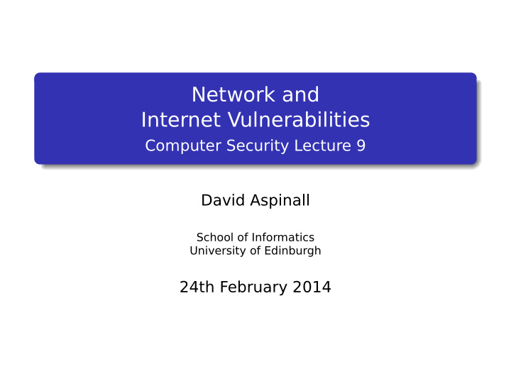 network and internet vulnerabilities