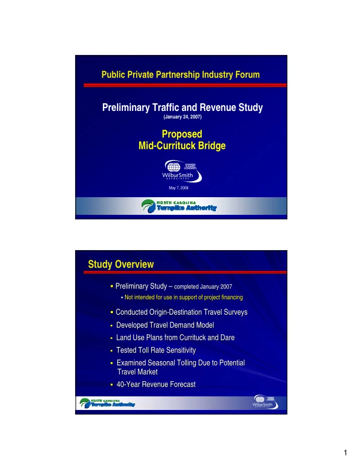 preliminary traffic and revenue study preliminary traffic